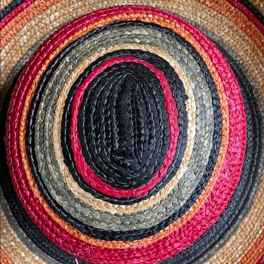 Striped Straw Sun Hat in Natural, Black & Red - Picture 6 of 6